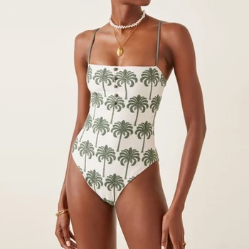 Divatos virágmintás Zöld egyrészes Fürdőruha Női Push Up Slim Bikini Luxus Fürdőruha Monokini fürdőruha Strandcuccot 2023