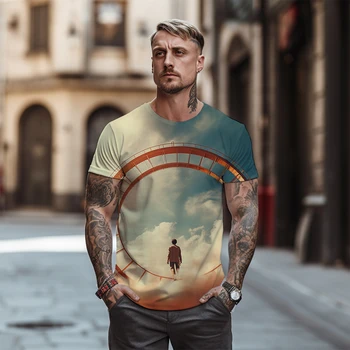 Férfi Utcai Szabadidő Túlméretezett póló Kiváló minőségű 3D-s Nyomtatási Minta T -shirt póló Nyári Új Divat Férfi Alkalmi Felső