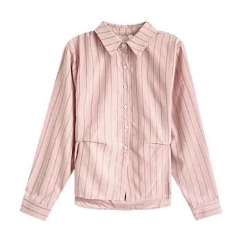 Rózsaszín csíkos pamut laza alkalmi karcsúsító póló