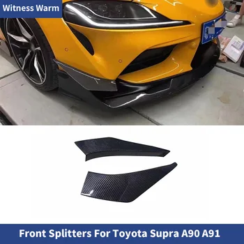 Szénszálas Első Lökhárító Oldalsó Lökhárító Spoiler Toyota Supra A90 A91 2019-2022 2DB Autó Elülső levegő kés Oldalon Splitter