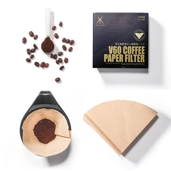 V 6Filter Kávé Espresso Kávé Természetes Papír Szűrők Kúpos V-Alakú Fehérítetlen Barista Csepp Kávé Szűrő